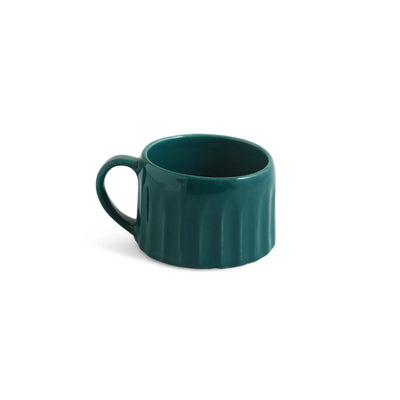 ExclusiveLane 'Aqua' Ceramic Tea And Coffee Mugs (Set of 6, 250 ML, Microwave Safe, Hand-Embossed)