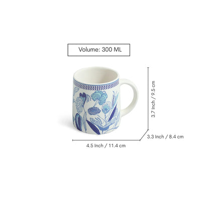 ExclusiveLane 'Floral Bliss' Ceramic Tea And Coffee Mugs (Set of 2, 300 ML, Microwave Safe, Handcrafted)