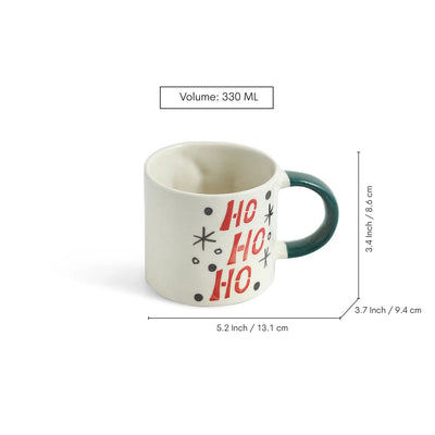 ExclusiveLane 'Christmas Charm' Ceramic Tea And Coffee Mugs (Set of 2, 330 ML, Microwave Safe, Hand-Embossed)