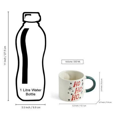 ExclusiveLane 'Christmas Charm' Ceramic Tea And Coffee Mugs (Set of 2, 330 ML, Microwave Safe, Hand-Embossed)