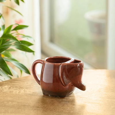 ExclusiveLane 'Jungle Giant' Ceramic Tea And Coffee Mugs (420 ML, Microwave Safe, Hand-Emboosed)