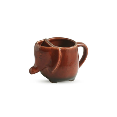 ExclusiveLane 'Jungle Giant' Ceramic Tea And Coffee Mugs (420 ML, Microwave Safe, Hand-Emboosed)