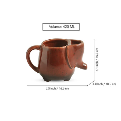 ExclusiveLane 'Jungle Giant' Ceramic Tea And Coffee Mugs (420 ML, Microwave Safe, Hand-Emboosed)