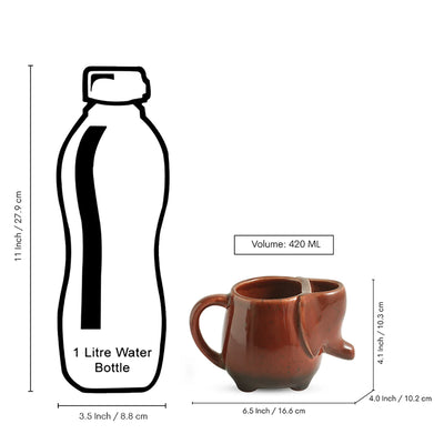 ExclusiveLane 'Jungle Giant' Ceramic Tea And Coffee Mugs (420 ML, Microwave Safe, Hand-Emboosed)