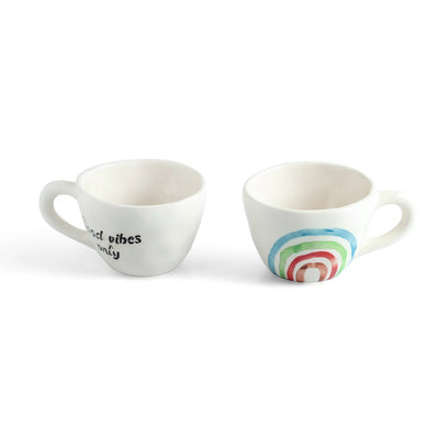 ExclusiveLane 'Rainbow Bright' Ceramic Tea And Coffee Mugs (Set of 2,  220 ML, Microwave Safe, Hand-Painted)