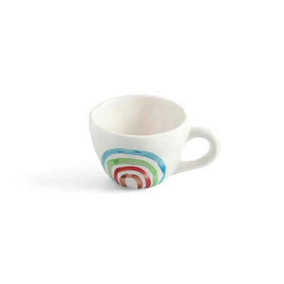 ExclusiveLane 'Rainbow Bright' Ceramic Tea And Coffee Mugs (Set of 2,  220 ML, Microwave Safe, Hand-Painted)