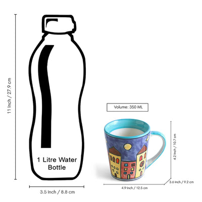 ExclusiveLane 'Night City' Ceramic Tea And Coffee Mugs (Set of 2, 350 ML, Microwave Safe, Hand-Painted)