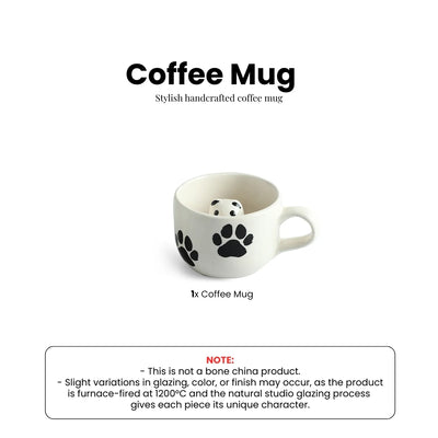 ExclusiveLane 'Furry Friend Suprise' Ceramic Tea And Coffee Mugs (210 ML, Microwave Safe, Hand-Embossed)
