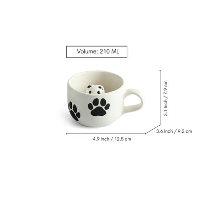 ExclusiveLane 'Furry Friend Suprise' Ceramic Tea And Coffee Mugs (210 ML, Microwave Safe, Hand-Embossed)