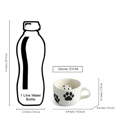ExclusiveLane 'Furry Friend Suprise' Ceramic Tea And Coffee Mugs (210 ML, Microwave Safe, Hand-Embossed)