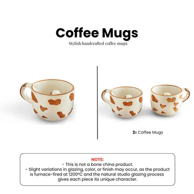 ExclusiveLane 'Puppy Surprise' Ceramic Tea And Coffee Mugs (Set of 2, 200 ML, Microwave Safe, Hand-Embossed)