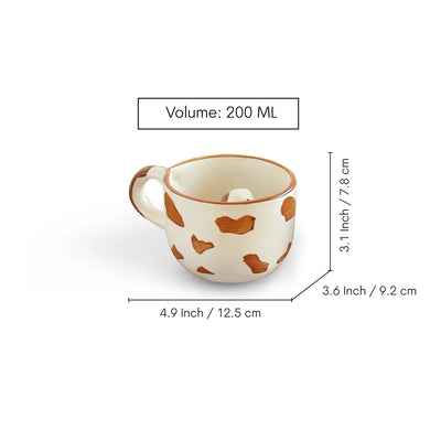 ExclusiveLane 'Puppy Surprise' Ceramic Tea And Coffee Mugs (Set of 2, 200 ML, Microwave Safe, Hand-Embossed)
