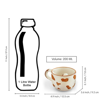 ExclusiveLane 'Puppy Surprise' Ceramic Tea And Coffee Mugs (Set of 2, 200 ML, Microwave Safe, Hand-Embossed)