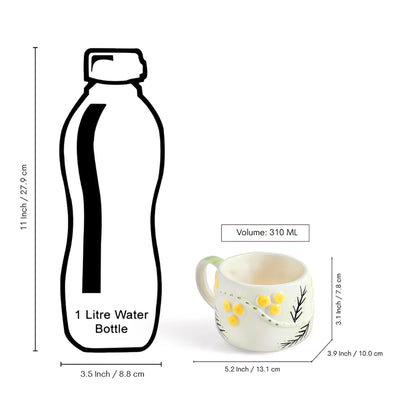 ExclusiveLane 'Spring Bloosom' Ceramic Cup & Saucer For Coffee & Tea (310 ML, Microwave Safe, Hand-Painted)