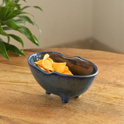 ExclusiveLane 'The Serve Tub' Ceramic Serving/Snack Bowl (580 ML, Hand-Glazed)