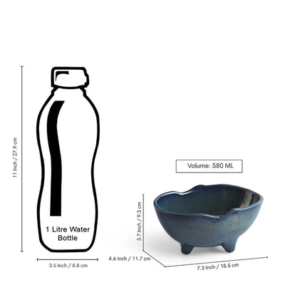 ExclusiveLane 'The Serve Tub' Ceramic Serving/Snack Bowl (580 ML, Hand-Glazed)