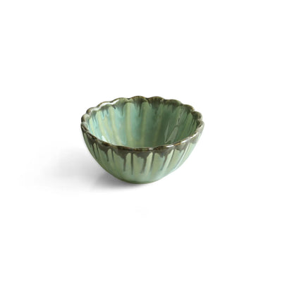 ExclusiveLane 'Ripple Blooms' Ceramic Serving/Snack Bowls (Set Of 4, 360 ML, Hand-Embossed)