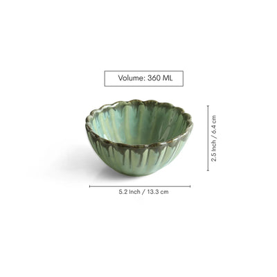 ExclusiveLane 'Ripple Blooms' Ceramic Serving/Snack Bowls (Set Of 4, 360 ML, Hand-Embossed)