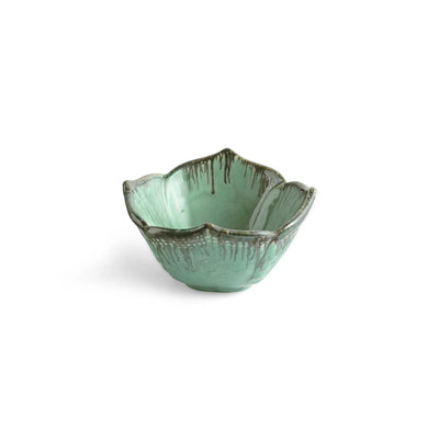 ExclusiveLane 'Hibiscus Bowls' Ceramic Serving/Snack Bowls (Set Of 2, 360 ML, Hand-Embossed)