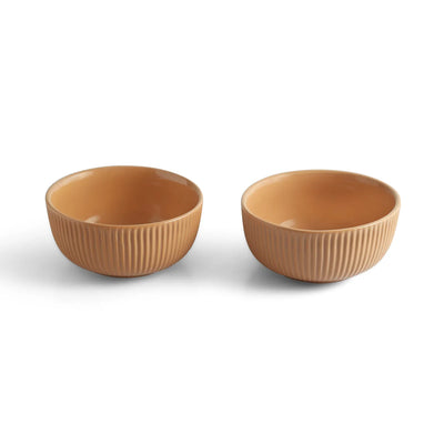ExclusiveLane 'Earthy set' Ceramic Serving/Snack Bowls (Set Of 2, 510 ML, Hand-Embossed)