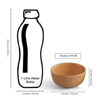 ExclusiveLane 'Earthy set' Ceramic Serving/Snack Bowls (Set Of 2, 510 ML, Hand-Embossed)