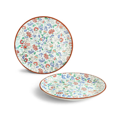 ExclusiveLane 'Spring Garden' Ceramic Dinner Plates (Set of 2, Microwave Safe, Handcrafted)