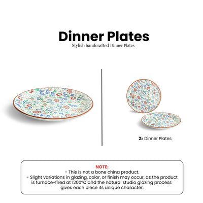 ExclusiveLane 'Spring Garden' Ceramic Dinner Plates (Set of 2, Microwave Safe, Handcrafted)