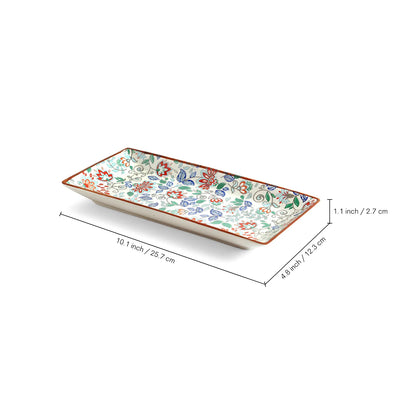 ExclusiveLane 'Spring Garden' Ceramic Serving Platter (Microwave Safe, Handcrafted)