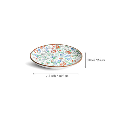 ExclusiveLane 'Spring Garden' Ceramic Quarter Plates (Set of 6, Microwave Safe, Handcrafted)