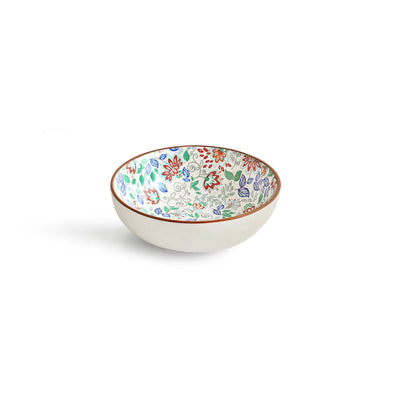 ExclusiveLane 'Spring Garden' Ceramic Serving/Snack Bowls (Set of 2, 420 ML, Microwave Safe, Handcrafted)