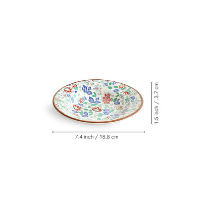 ExclusiveLane 'Spring Garden' Ceramic Pasta Bowls/Plates (Set of 2, Microwave Safe, Handcrafted)