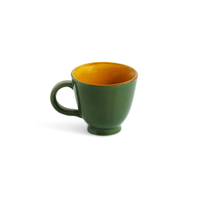 ExclusiveLane 'Forest Canopy' Ceramic Tea Cups (Set of 6, 150 ML, Microwave Safe, Hand Glazed)