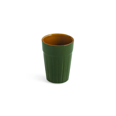 ExclusiveLane 'Forest Canopy' Ceramic Tea/Chai Glasses (Set of 6, 120 ML, Microwave Safe, Hand Glazed)