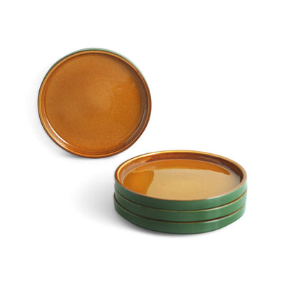 ExclusiveLane 'Forest Canopy' Ceramic Quarter Plates (Set of 4, Microwave Safe, Hand Glazed)