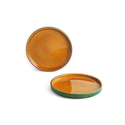 ExclusiveLane 'Forest Canopy' Ceramic Quarter Plates (Set of 2, Microwave Safe, Hand Glazed)