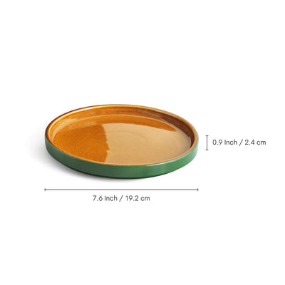 ExclusiveLane 'Forest Canopy' Ceramic Quarter Plates (Set of 2, Microwave Safe, Hand Glazed)