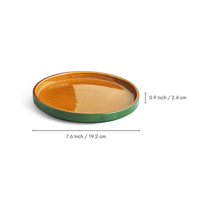 ExclusiveLane 'Forest Canopy' Ceramic Quarter Plates (Set of 4, Microwave Safe, Hand Glazed)