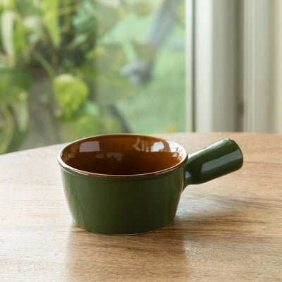 ExclusiveLane 'Forest Canopy' Ceramic Serving Bowls (420 ML, Microwave Safe, Hand Glazed)