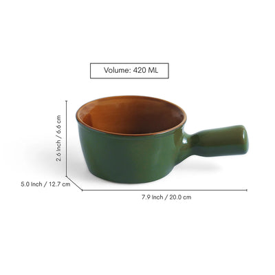 ExclusiveLane 'Forest Canopy' Ceramic Serving Bowls (420 ML, Microwave Safe, Hand Glazed)