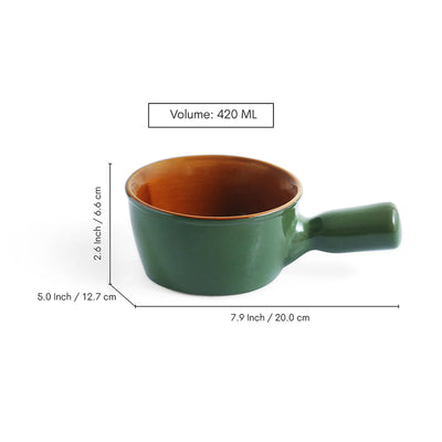 ExclusiveLane 'Forest Canopy' Ceramic Serving Bowls (Set of 2, 420 ML, Microwave Safe, Hand Glazed)