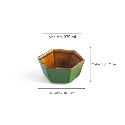 ExclusiveLane 'Forest Canopy' Ceramic Serving Bowls (Set of 2, 370 ML, Microwave Safe, Hand Glazed)