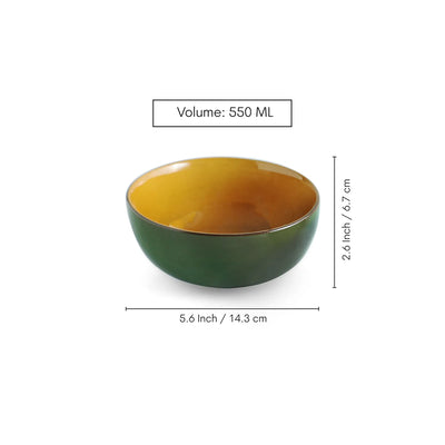 ExclusiveLane 'Forest Canopy' Ceramic Serving Bowls (Set of 2, 550 ML, Microwave Safe, Hand Glazed)