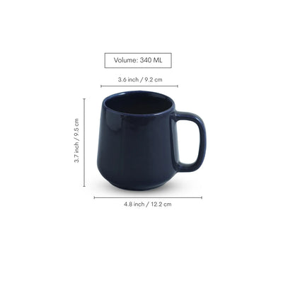 ExclusiveLane 'Mariana Blues' Ceramic Tea & Coffee Mugs (Set of 2, 340 ML, Microwave Safe, Hand Glazed)