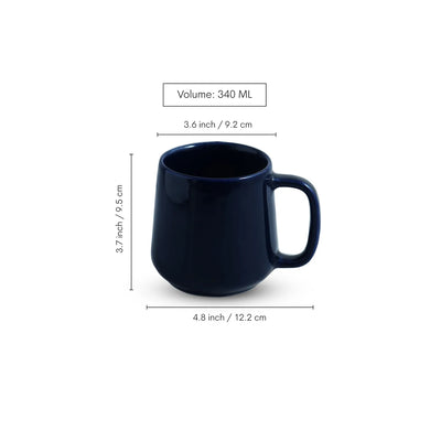 ExclusiveLane 'Mariana Blues' Ceramic Tea & Coffee Mugs (Set of 4, 340 ML, Microwave Safe, Hand Glazed)