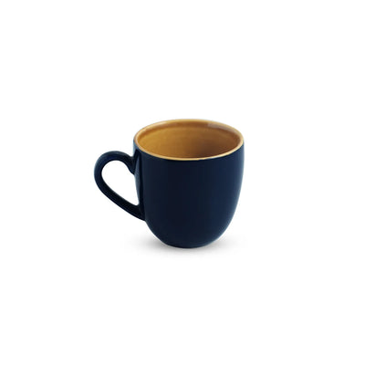 ExclusiveLane 'Mariana Blues' Ceramic Tea Cups (Set of 6, 190 ML, Microwave Safe, Hand Glazed)