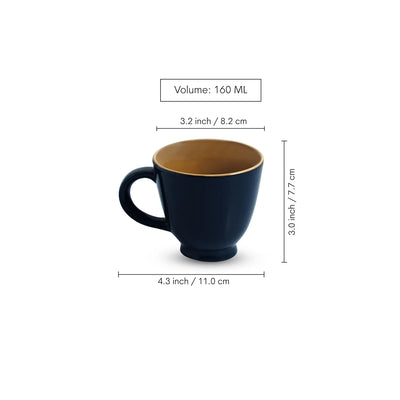 ExclusiveLane 'Mariana Blues' Ceramic Tea Cups (Set of 6, 160 ML, Microwave Safe, Hand Glazed)