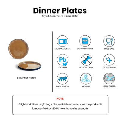 ExclusiveLane 'Mariana Blues' Ceramic Dinner Plates (Set of 2, Microwave Safe, Hand Glazed)