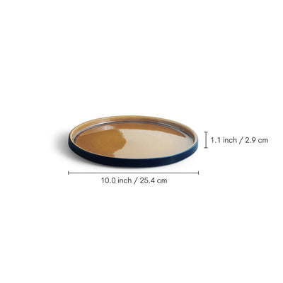 ExclusiveLane 'Mariana Blues' Ceramic Dinner Plates (Set of 2, Microwave Safe, Hand Glazed)