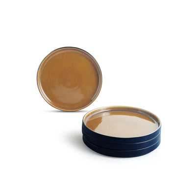 ExclusiveLane 'Mariana Blues' Ceramic Dinner Plates (Set of 4, Microwave Safe, Hand Glazed)