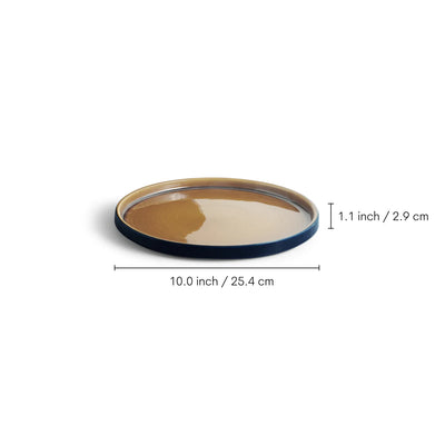 ExclusiveLane 'Mariana Blues' Ceramic Dinner Plates (Set of 4, Microwave Safe, Hand Glazed)